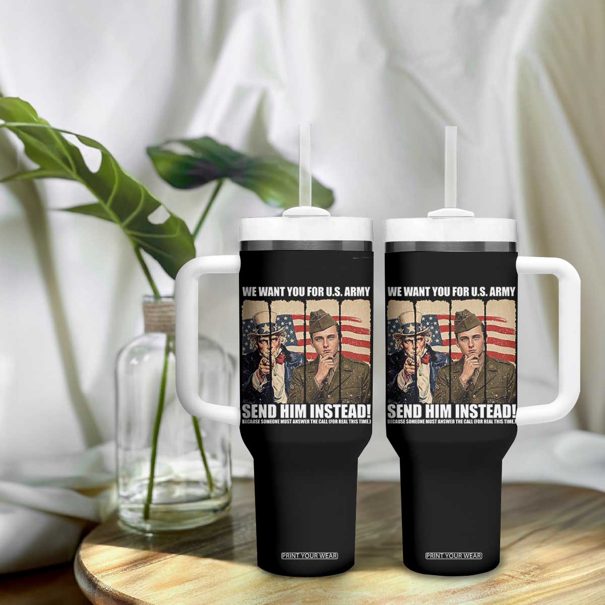 Send Barron Tumbler With Handle We Want You For US Army TS14 Print Your Wear