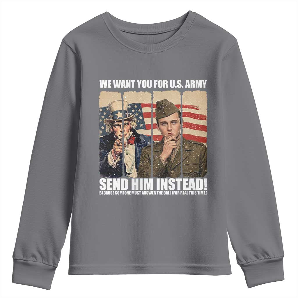 Send Barron Youth Sweatshirt We Want You For US Army TS14 Charcoal Print Your Wear