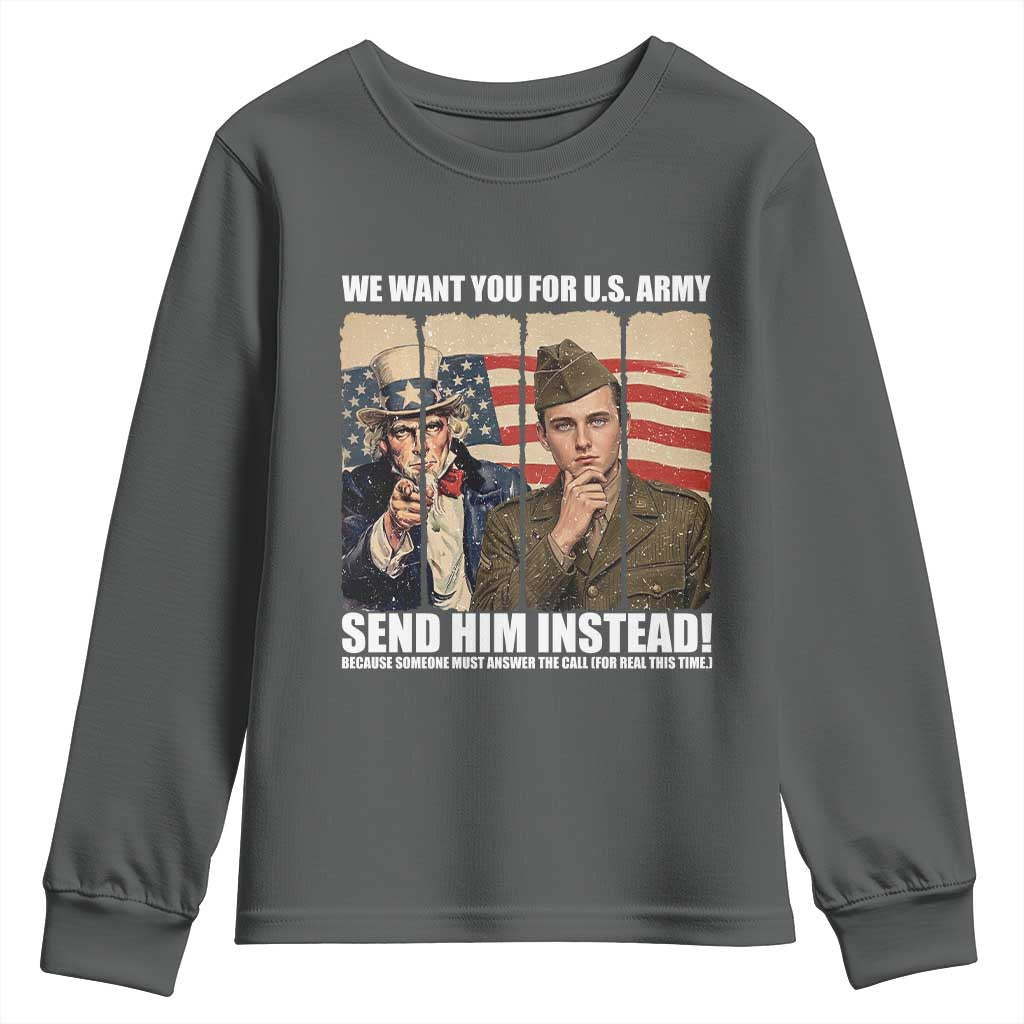 Send Barron Youth Sweatshirt We Want You For US Army TS14 Dark Heather Print Your Wear