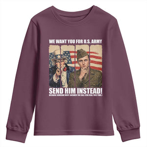 Send Barron Youth Sweatshirt We Want You For US Army TS14 Maroon Print Your Wear