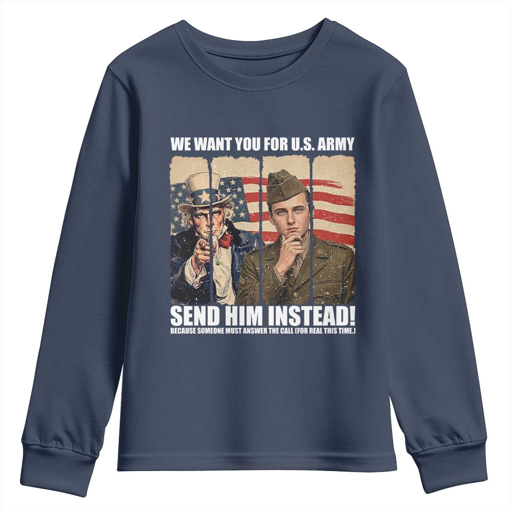 Send Barron Youth Sweatshirt We Want You For US Army TS14 Navy Print Your Wear