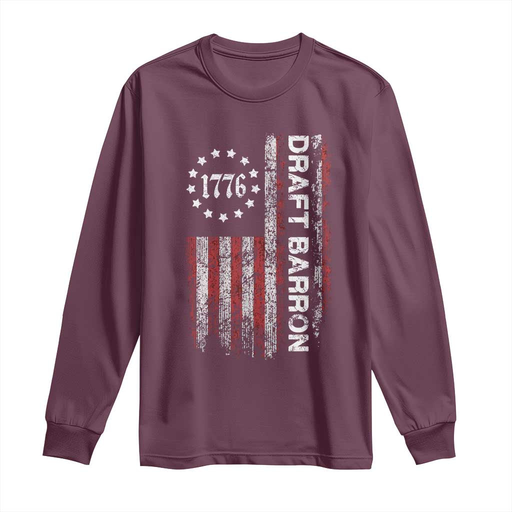 Draft Barron Long Sleeve Shirt Anti War Send Barron Viral Internet Meme TS14 Maroon Print Your Wear