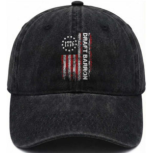 Draft Barron Washed Cotton Baseball Cap Anti War Send Barron Viral Internet Meme TS14 Washed Cap Universal Fit Black Print Your Wear