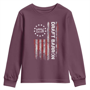 Draft Barron Youth Sweatshirt Anti War Send Barron Viral Internet Meme TS14 Maroon Print Your Wear