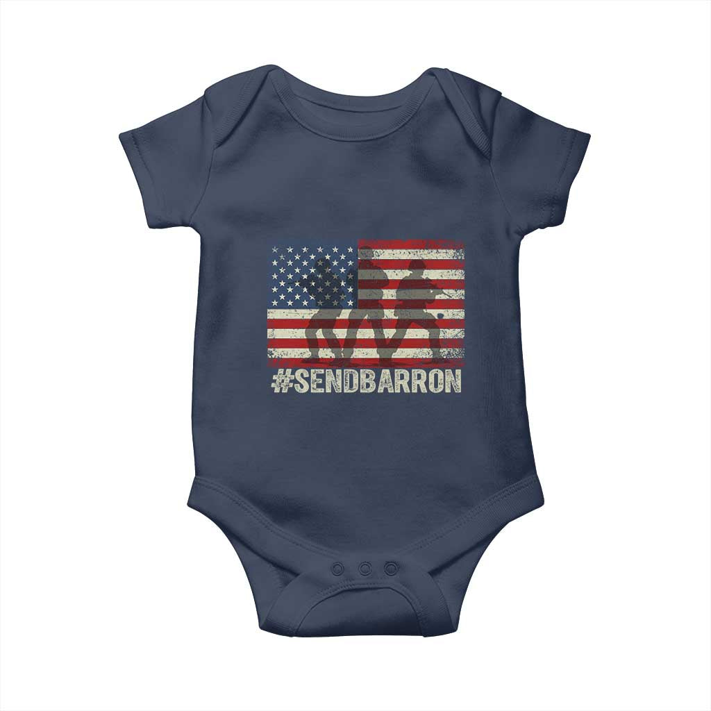 Send Barron Baby Onesie Vintage American Flag Soldier Hashtag Internet Meme TS14 Navy Print Your Wear