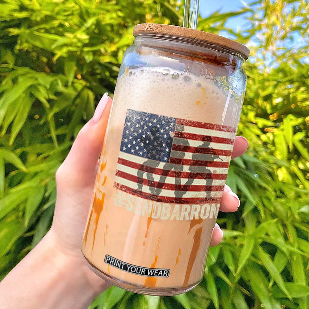 Send Barron Glass Can Vintage American Flag Soldier Hashtag Internet Meme TS14 Black Print Your Wear