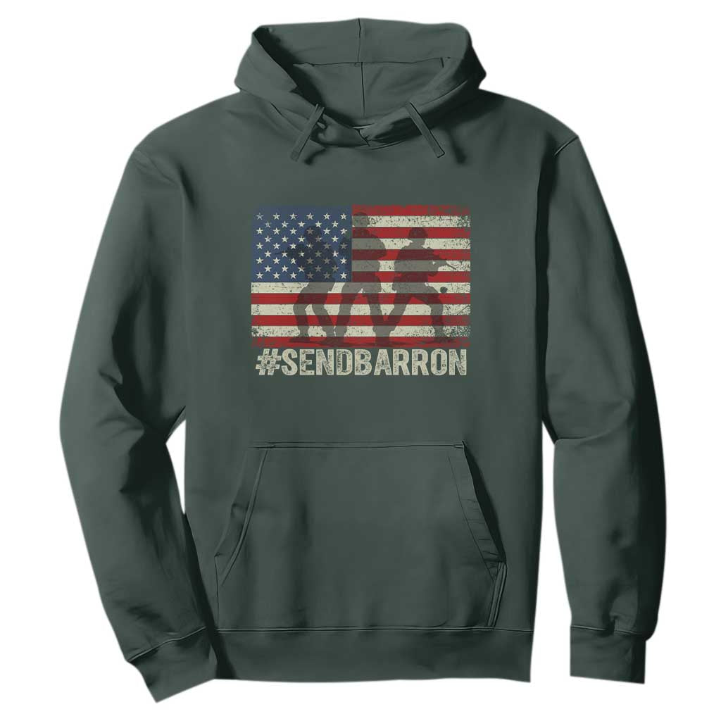 Send Barron Hoodie Vintage American Flag Soldier Hashtag Internet Meme TS14 Dark Forest Green Print Your Wear