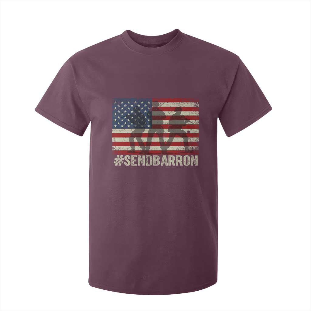 Send Barron T Shirt For Kid Vintage American Flag Soldier Hashtag Internet Meme TS14 Maroon Print Your Wear
