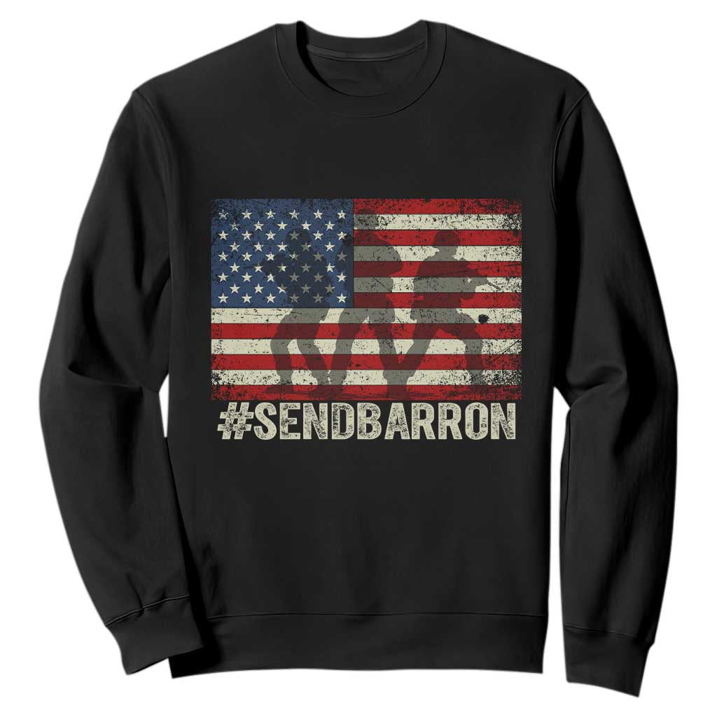 Send Barron Sweatshirt Vintage American Flag Soldier Hashtag Internet Meme TS14 Black Print Your Wear