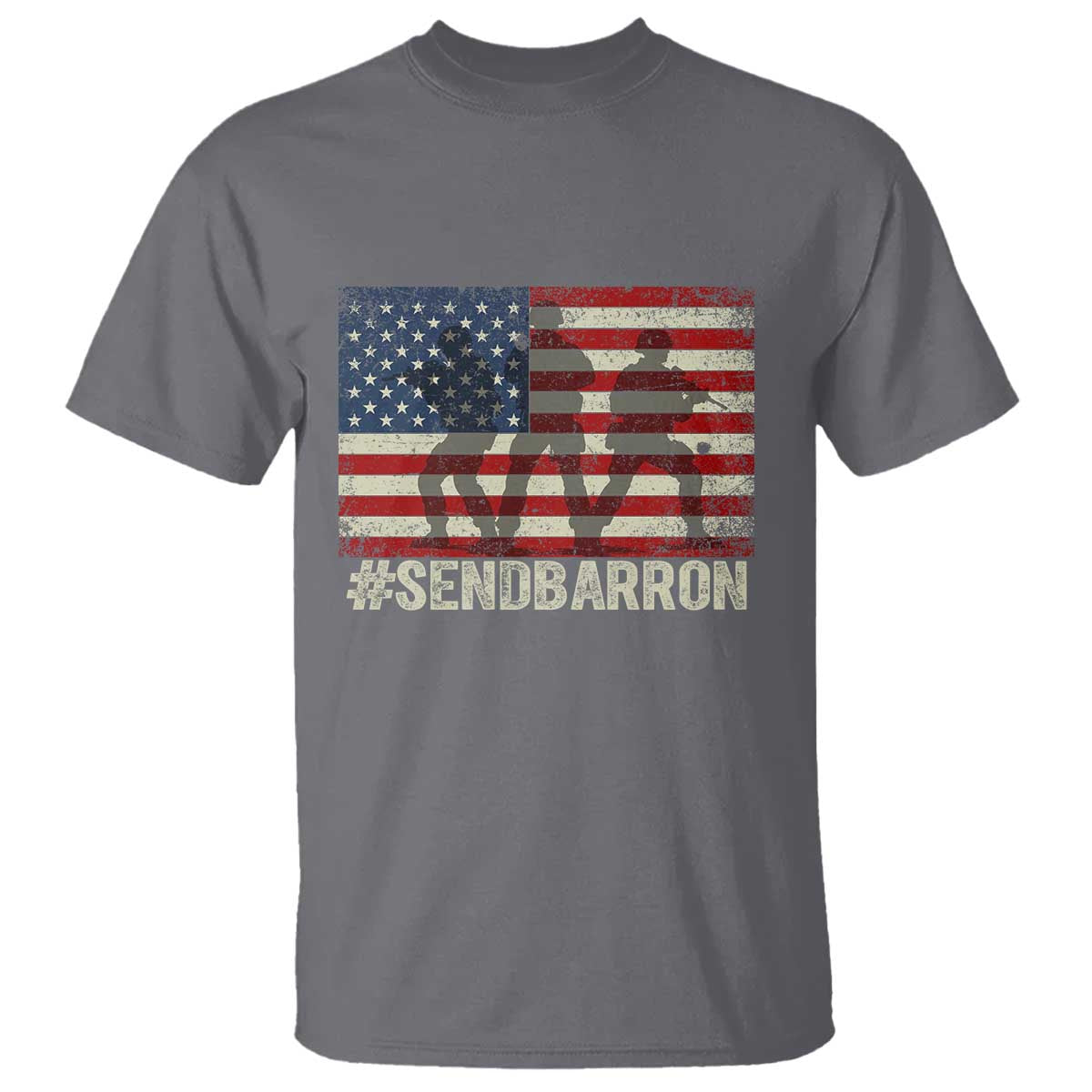 Send Barron T Shirt Vintage American Flag Soldier Hashtag Internet Meme TS14 Charcoal Print Your Wear