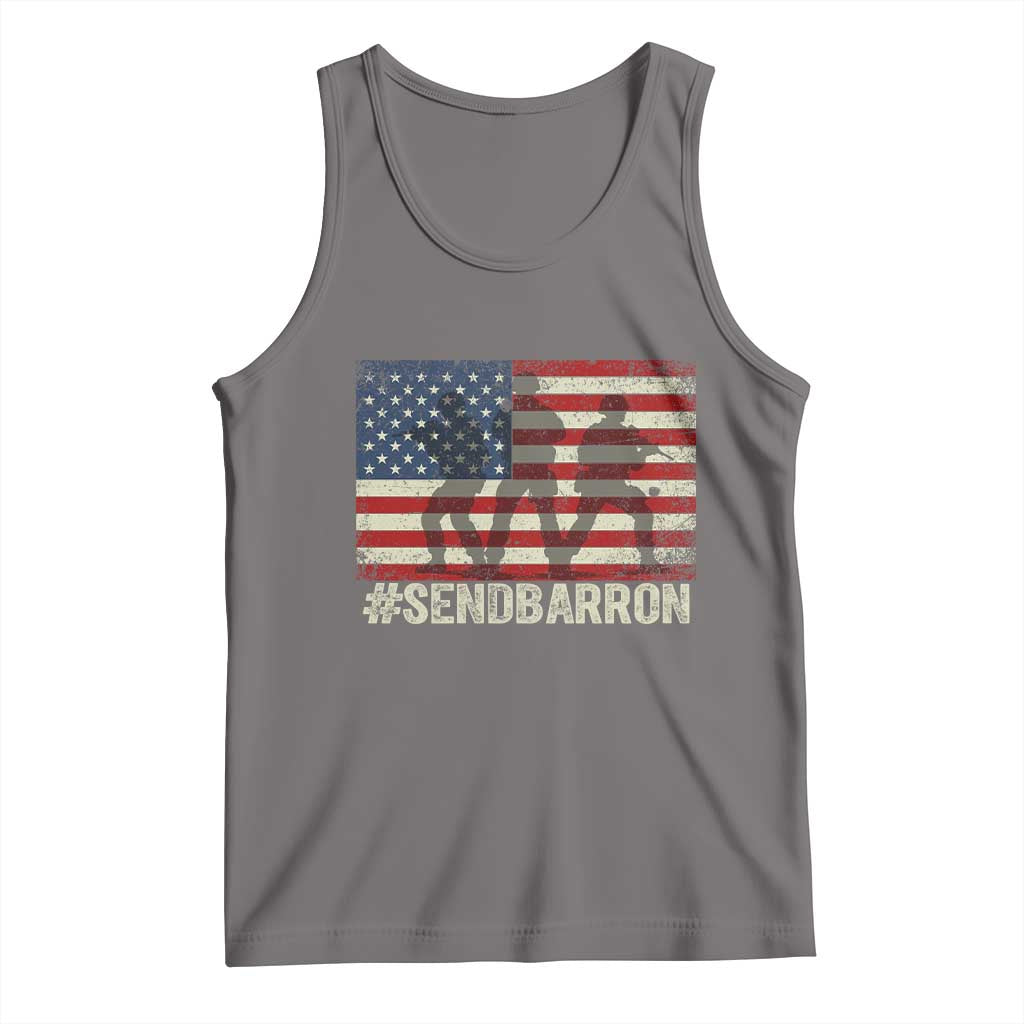 Send Barron Tank Top Vintage American Flag Soldier Hashtag Internet Meme TS14 Deep Heather Print Your Wear