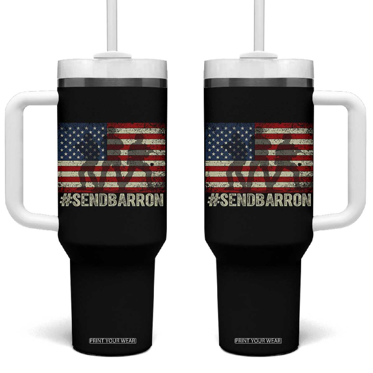 Send Barron Tumbler With Handle Vintage American Flag Soldier Hashtag Internet Meme TS14 One Size: 40 oz Black Print Your Wear
