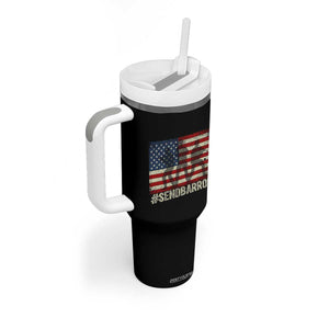 Send Barron Tumbler With Handle Vintage American Flag Soldier Hashtag Internet Meme TS14 Print Your Wear
