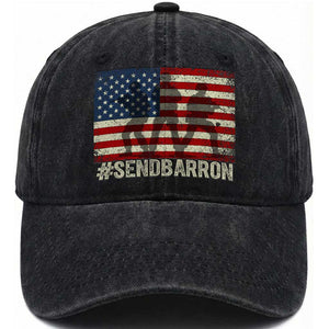 Send Barron Washed Cotton Baseball Cap Vintage American Flag Soldier Hashtag Internet Meme TS14 Washed Cap Universal Fit Black Print Your Wear