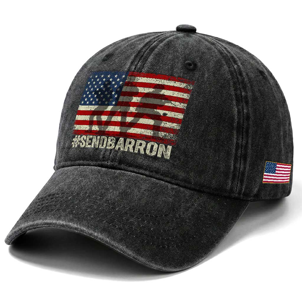 Send Barron Washed Cotton Baseball Cap Vintage American Flag Soldier Hashtag Internet Meme TS14 Print Your Wear