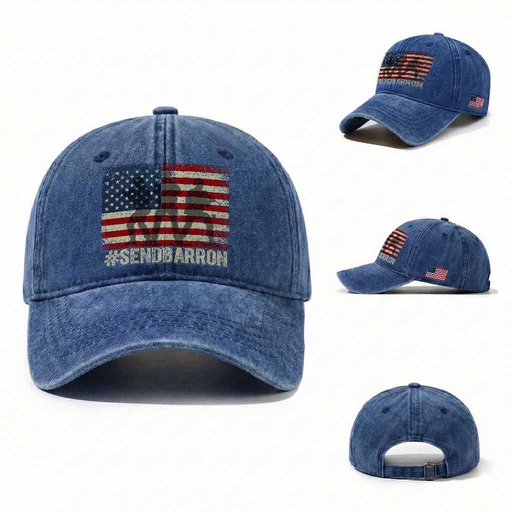 Send Barron Washed Cotton Baseball Cap Vintage American Flag Soldier Hashtag Internet Meme TS14 Washed Cap Universal Fit Royal Blue Print Your Wear