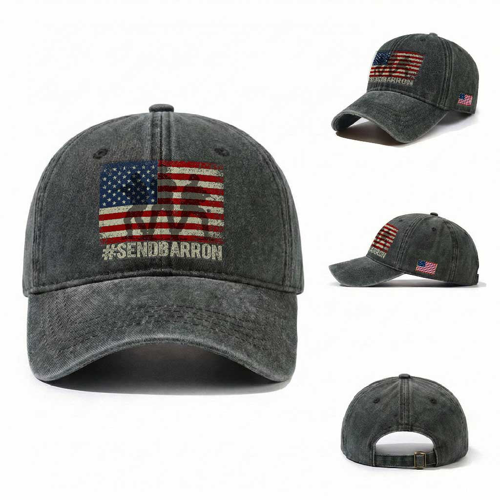 Send Barron Washed Cotton Baseball Cap Vintage American Flag Soldier Hashtag Internet Meme TS14 Washed Cap Universal Fit Dark Green Print Your Wear