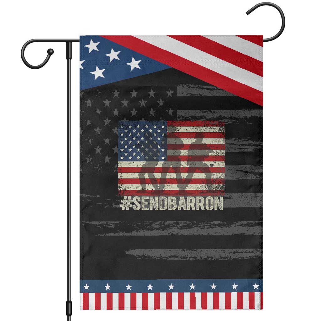 Send Barron Garden Flag Vintage American Flag Soldier Hashtag Internet Meme TS14 Distressed Black Blue Print Your Wear