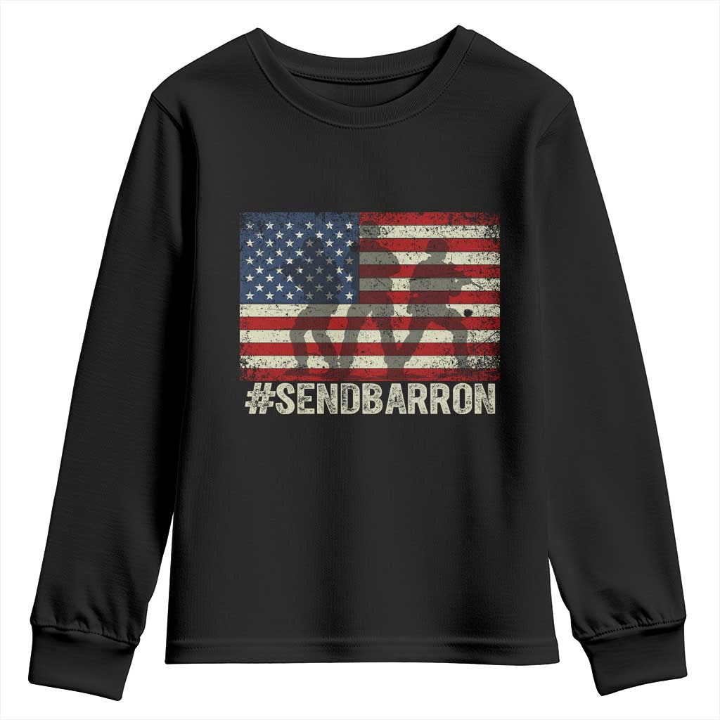Send Barron Youth Sweatshirt Vintage American Flag Soldier Hashtag Internet Meme TS14 Black Print Your Wear