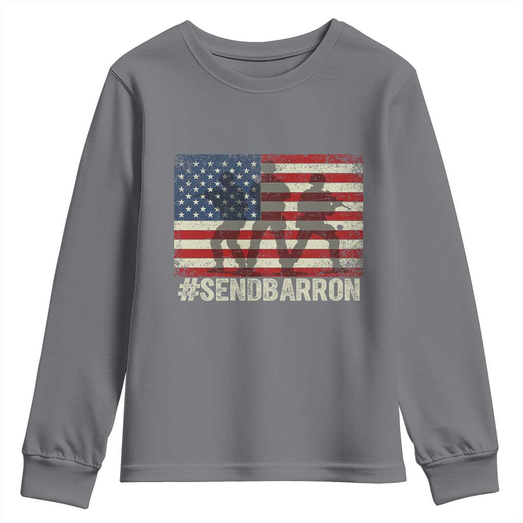 Send Barron Youth Sweatshirt Vintage American Flag Soldier Hashtag Internet Meme TS14 Charcoal Print Your Wear