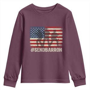 Send Barron Youth Sweatshirt Vintage American Flag Soldier Hashtag Internet Meme TS14 Maroon Print Your Wear