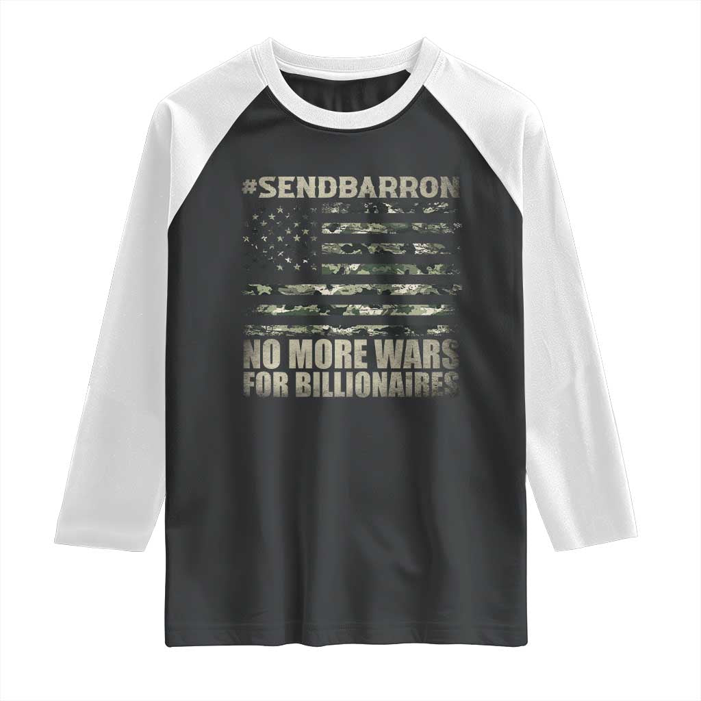 Send Barron Raglan Shirt Vintage American Flag Camo Soldier Hashtag Meme TS14 Black White Print Your Wear