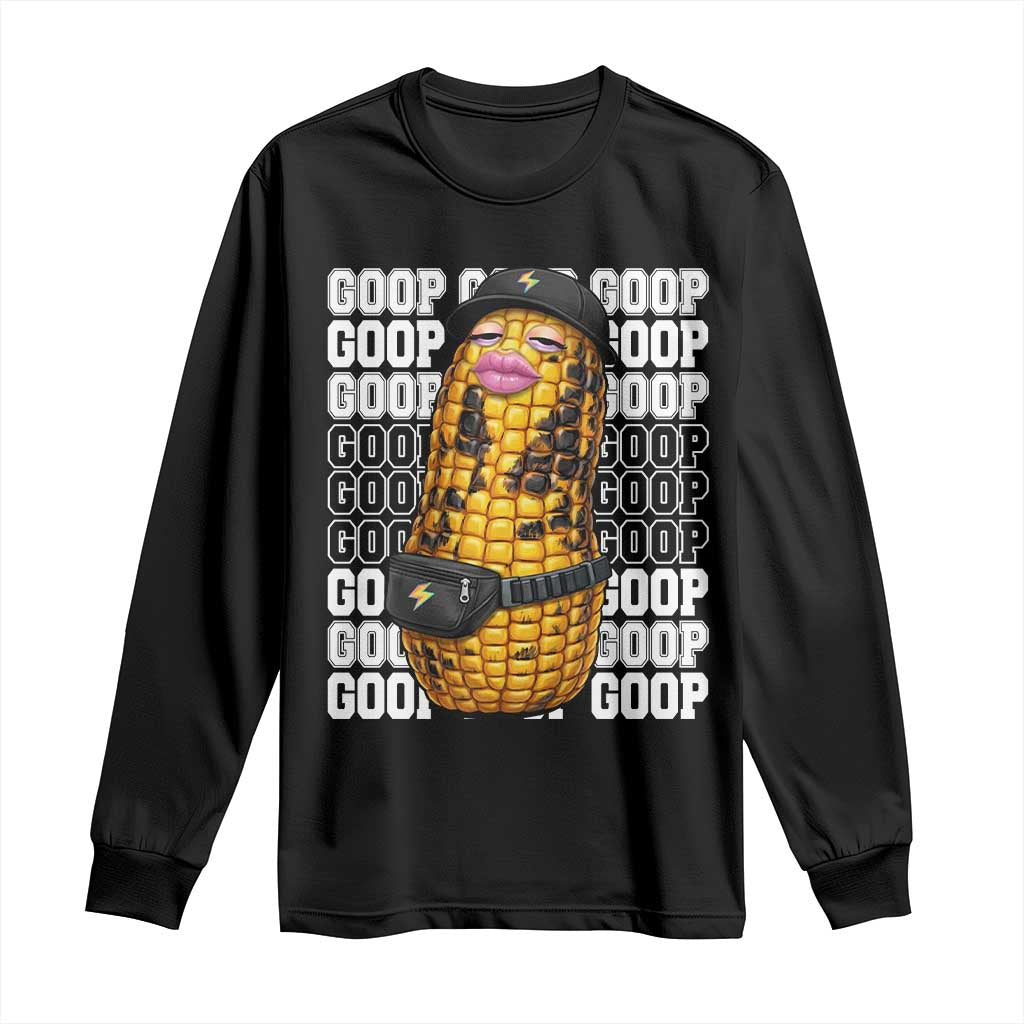 Funny Burnt Peanut Goop Long Sleeve Shirt Burnt Corn Meme Viral Humor TS14 Black Print Your Wear