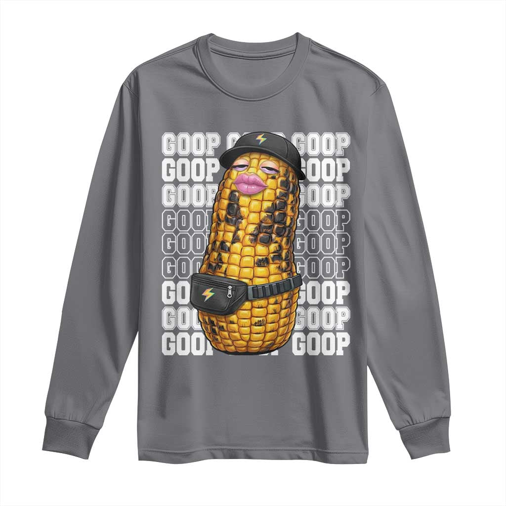 Funny Burnt Peanut Goop Long Sleeve Shirt Burnt Corn Meme Viral Humor TS14 Charcoal Print Your Wear