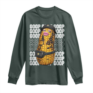 Funny Burnt Peanut Goop Long Sleeve Shirt Burnt Corn Meme Viral Humor TS14 Dark Forest Green Print Your Wear