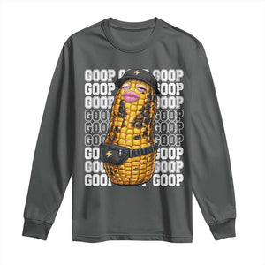Funny Burnt Peanut Goop Long Sleeve Shirt Burnt Corn Meme Viral Humor TS14 Dark Heather Print Your Wear