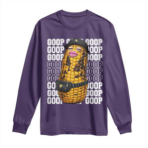 Funny Burnt Peanut Goop Long Sleeve Shirt Burnt Corn Meme Viral Humor TS14 Purple Print Your Wear