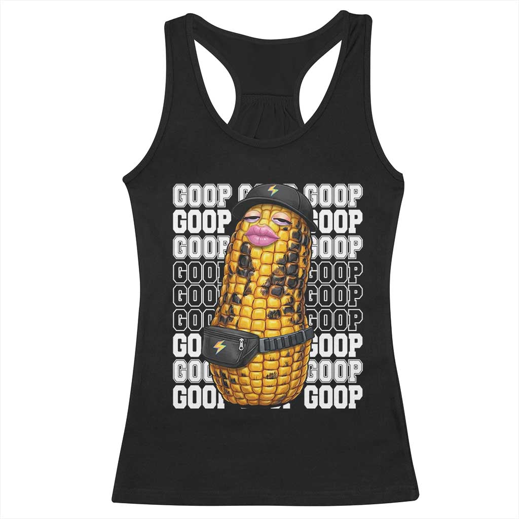 Funny Burnt Peanut Goop Racerback Tank Top Burnt Corn Meme Viral Humor TS14 Black Print Your Wear