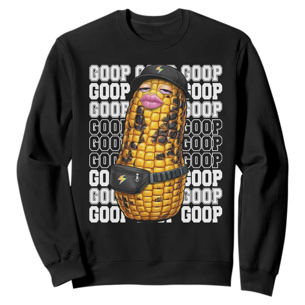 Funny Burnt Peanut Goop Sweatshirt Burnt Corn Meme Viral Humor TS14 Black Print Your Wear