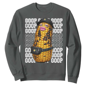 Funny Burnt Peanut Goop Sweatshirt Burnt Corn Meme Viral Humor TS14 Dark Heather Print Your Wear