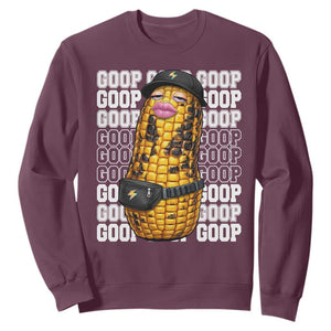 Funny Burnt Peanut Goop Sweatshirt Burnt Corn Meme Viral Humor TS14 Maroon Print Your Wear