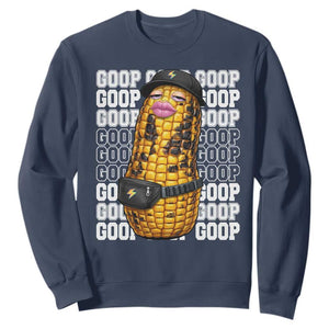 Funny Burnt Peanut Goop Sweatshirt Burnt Corn Meme Viral Humor TS14 Navy Print Your Wear
