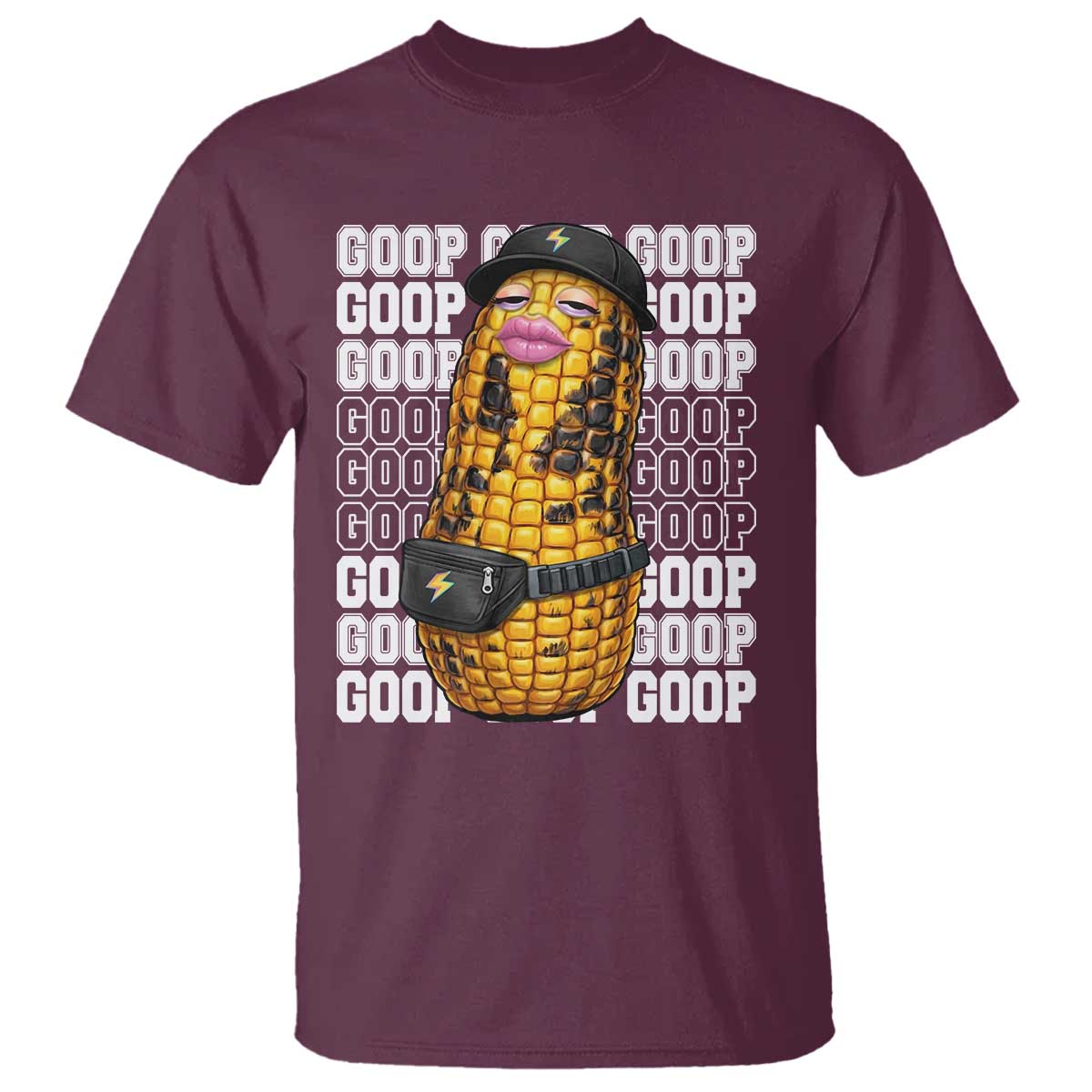 Funny Burnt Peanut Goop T Shirt Burnt Corn Meme Viral Humor TS14 Maroon Print Your Wear