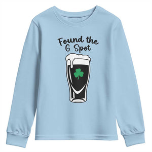 Funny St Patrick’s Day Beer Youth Sweatshirt Found The G Spot TS14 Light Blue Print Your Wear