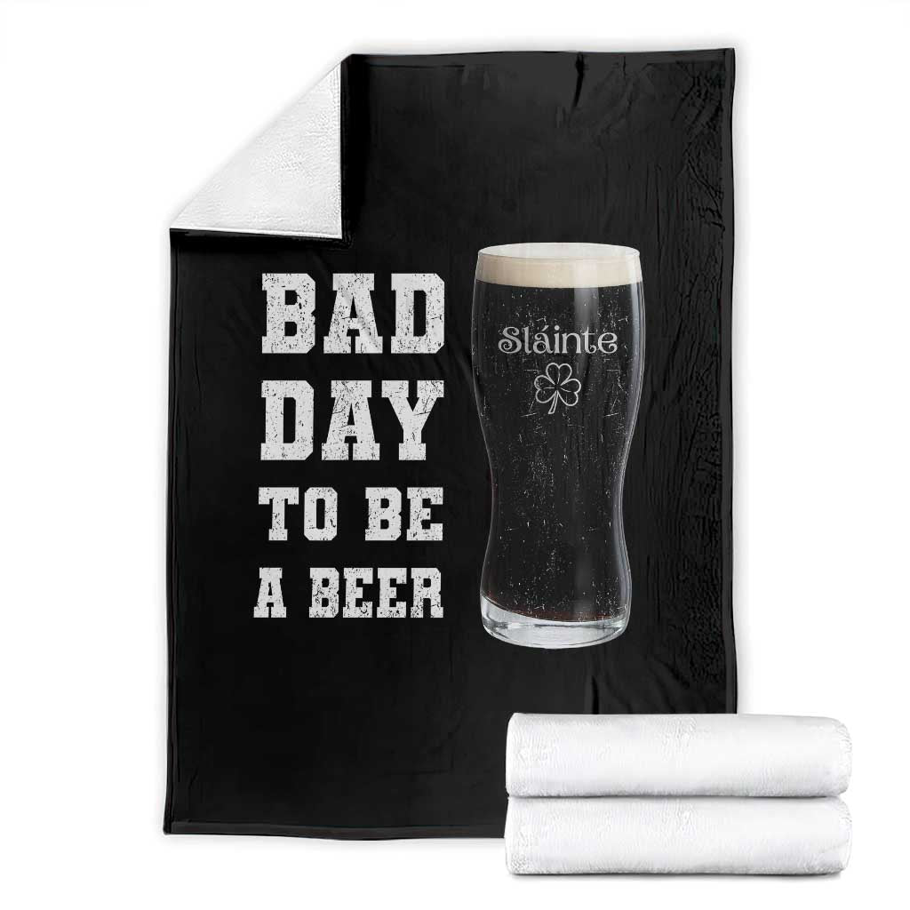 Irish Shamrock Beer Throw Blanket Bad Day To Be A Beer TS14 Black Print Your Wear