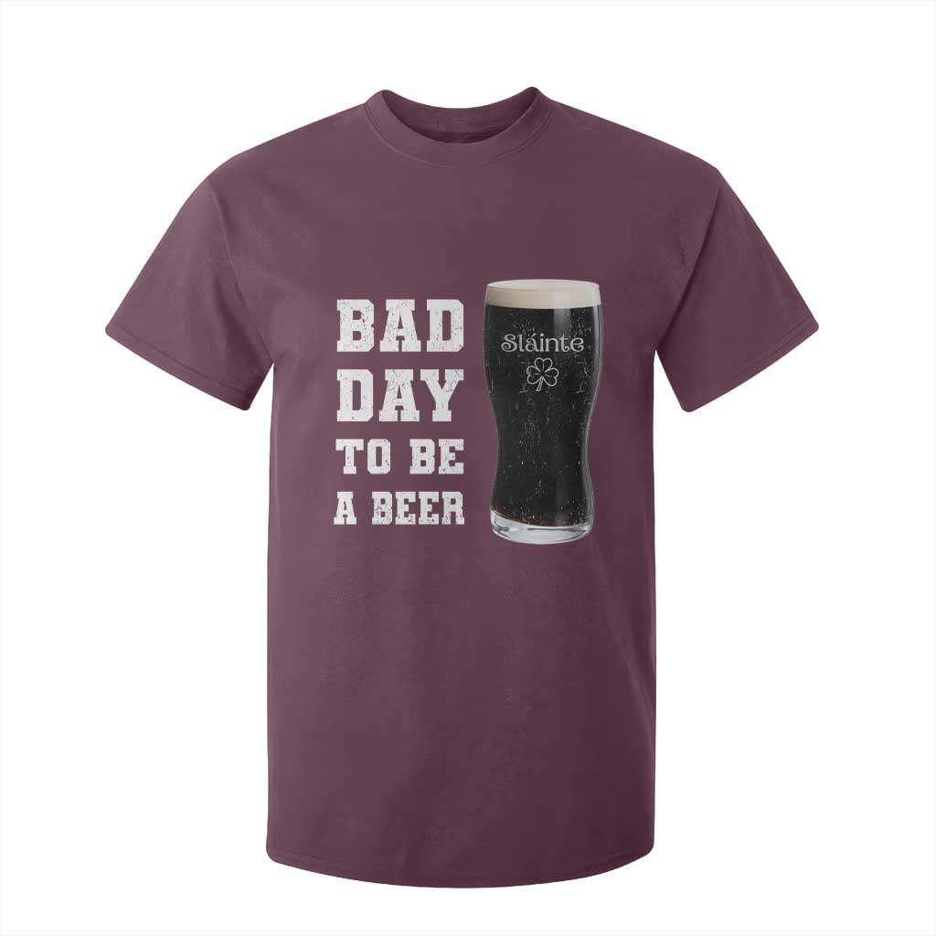 Irish Shamrock Beer T Shirt For Kid Bad Day To Be A Beer TS14 Maroon Print Your Wear