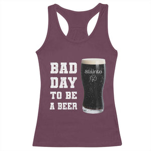 Irish Shamrock Beer Racerback Tank Top Bad Day To Be A Beer TS14 Maroon Print Your Wear