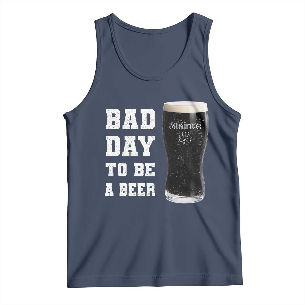 Irish Shamrock Beer Tank Top Bad Day To Be A Beer TS14 Navy Print Your Wear