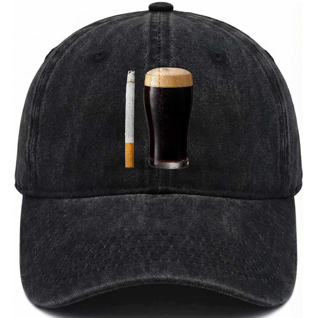Irish Shamrock Beer Smoking Pub Drinking Humor Washed Cotton Baseball Cap TS14 Washed Cap Universal Fit Black Print Your Wear