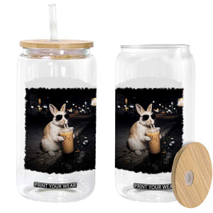 Funny Bunny Drinking Iced Coffee Glass Can Animal Meme Viral Internet TS14 Print Your Wear