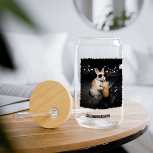 Funny Bunny Drinking Iced Coffee Glass Can Animal Meme Viral Internet TS14 Print Your Wear