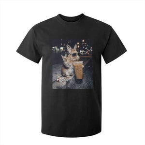 Funny Bunny Drinking Iced Coffee T Shirt For Kid Vintage 90s Graphic Meme TS14 Black Print Your Wear