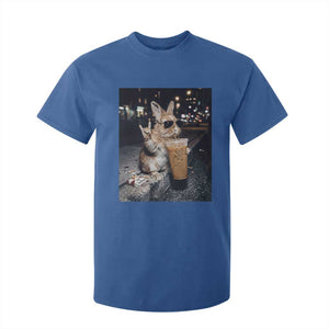 Funny Bunny Drinking Iced Coffee T Shirt For Kid Vintage 90s Graphic Meme TS14 Royal Blue Print Your Wear