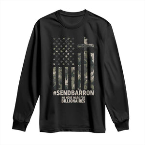 Send Barron Long Sleeve Shirt Vintage American Flag Camo Hashtag Protest Meme TS14 Black Print Your Wear