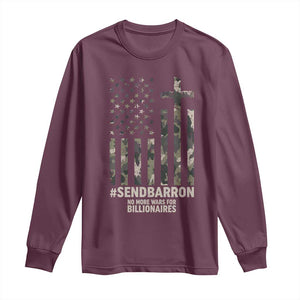 Send Barron Long Sleeve Shirt Vintage American Flag Camo Hashtag Protest Meme TS14 Maroon Print Your Wear