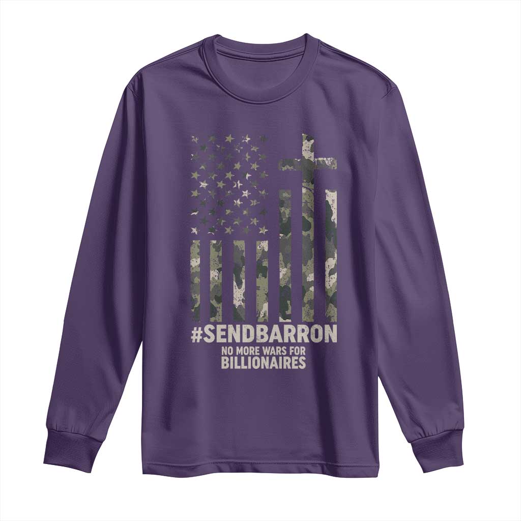 Send Barron Long Sleeve Shirt Vintage American Flag Camo Hashtag Protest Meme TS14 Purple Print Your Wear